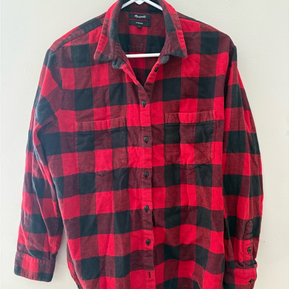 Madewell Oversized Red and Black Check Shirt